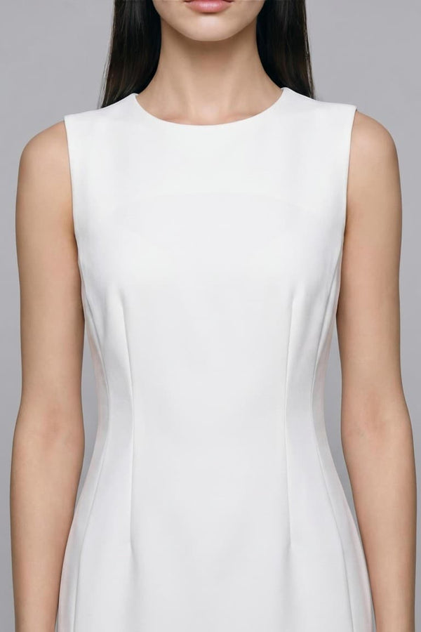 Crew Neck Sleeveless Ecru Wedding Dress