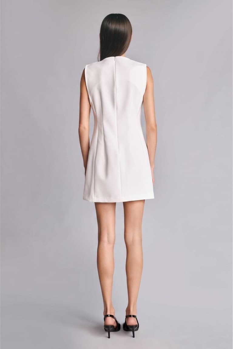 Crew Neck Sleeveless Ecru Wedding Dress