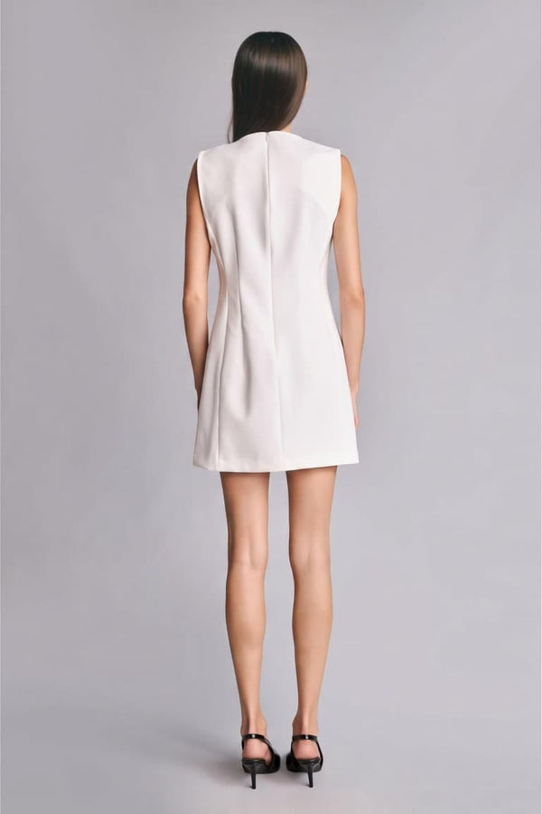 Crew Neck Sleeveless Ecru Wedding Dress