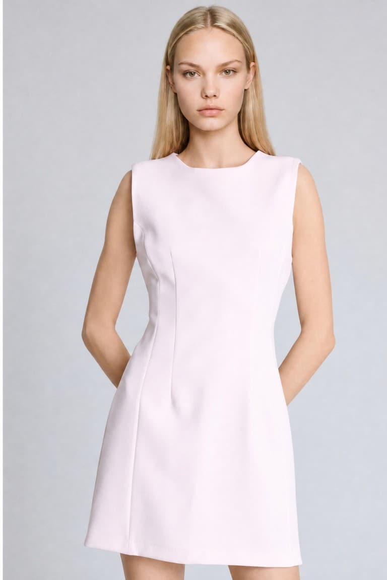 Crew Neck Sleeveless Ecru Wedding Dress