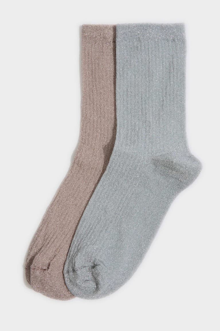Women Glitter 2-Pack Cotton Long Socks