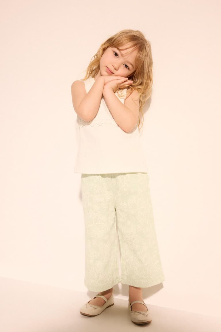 Paperbag Floral Crinkle Fabric Pants Baby Girl
