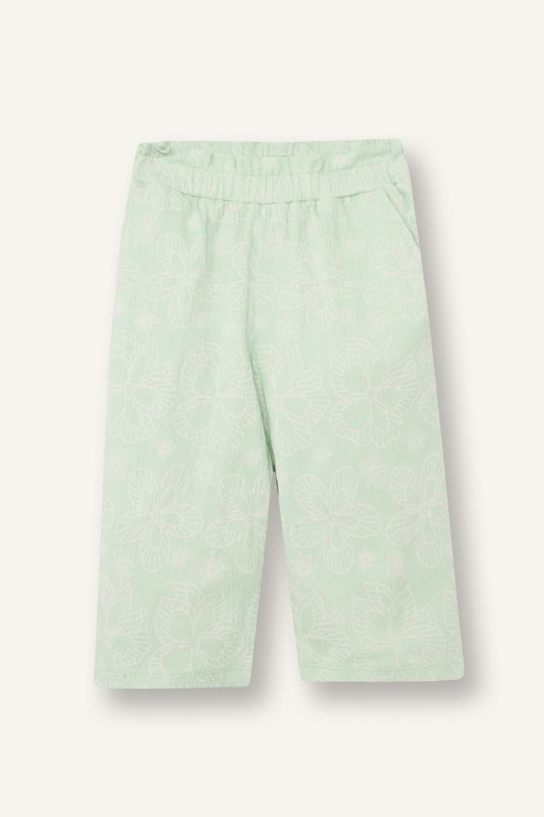 Paperbag Floral Crinkle Fabric Pants Baby Girl