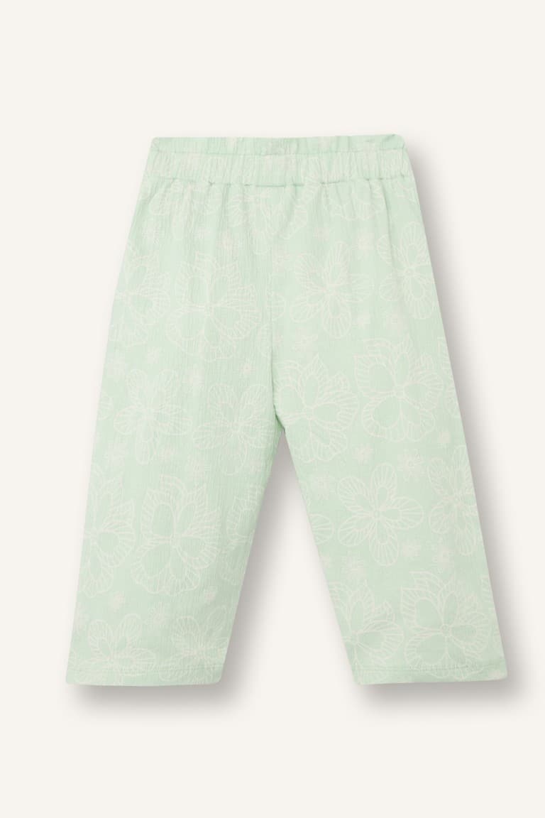 Paperbag Floral Crinkle Fabric Pants Baby Girl