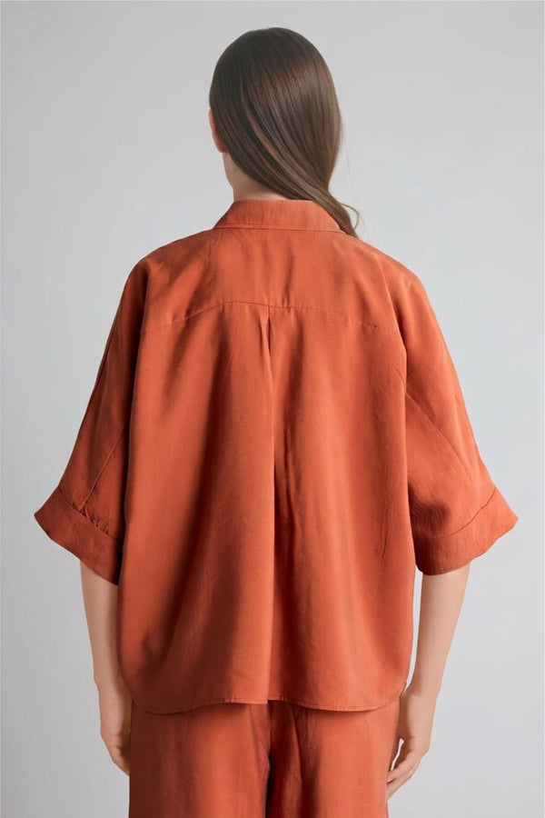 Relax Fit Modal Short Sleeve Orange Shirt