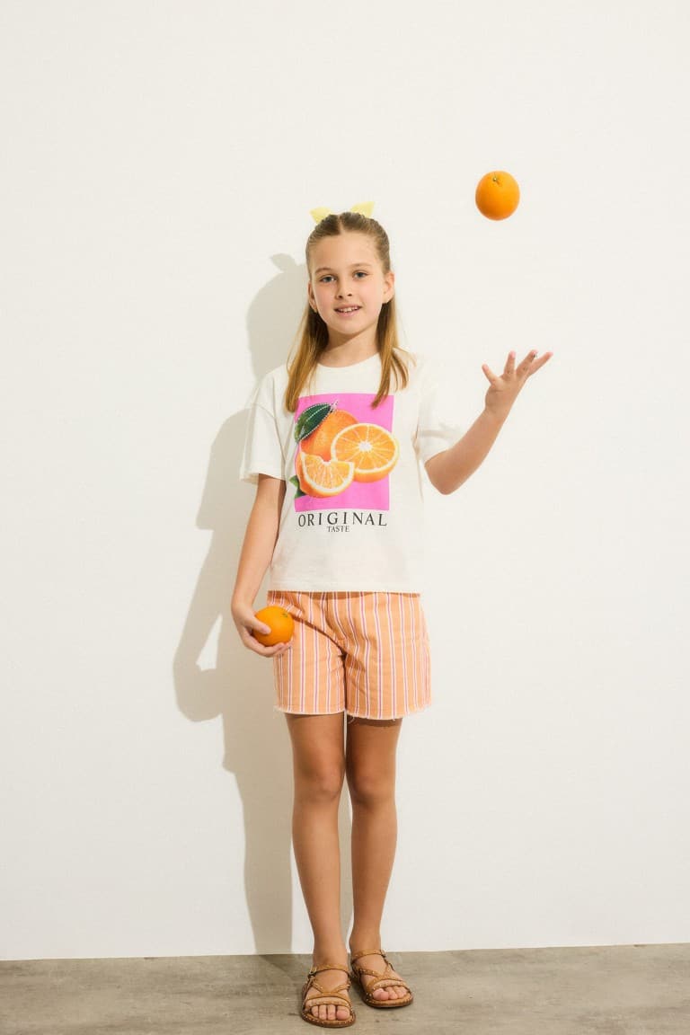 100% Cotton Crew Neck Fruit Printed Combed Cotton Short Sleeve T-Shirt Girls Secondary image