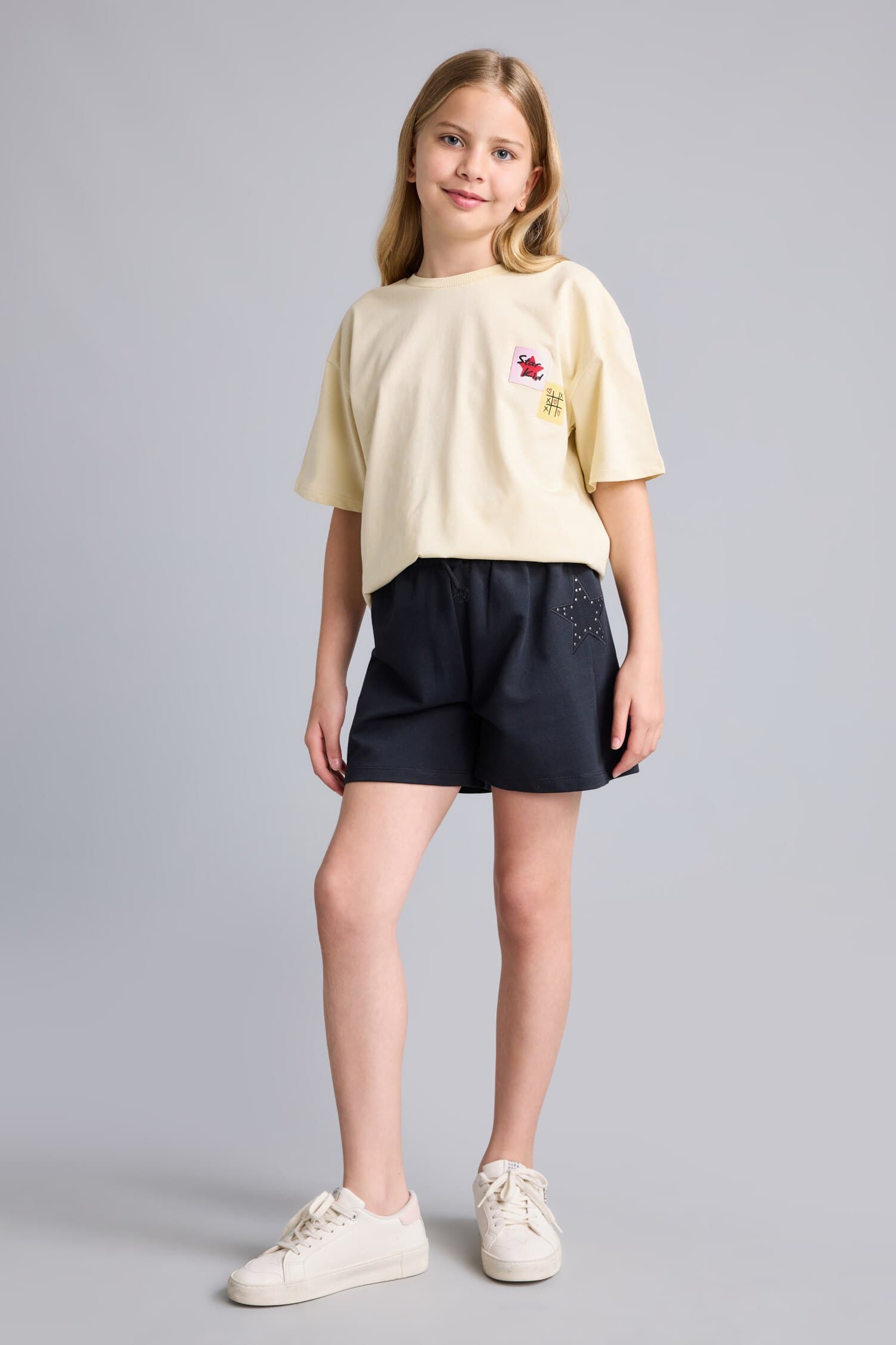 100% Cotton Crew Neck Short Sleeve Back Printed Light Yellow T-Shirt Girls Secondary image