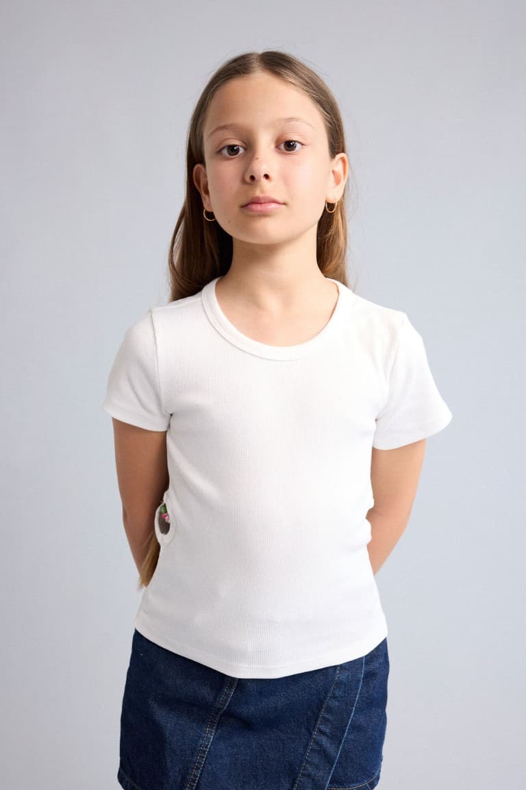 Crew Neck Ribbed Camisole Short Sleeve T-Shirt Girl Main image