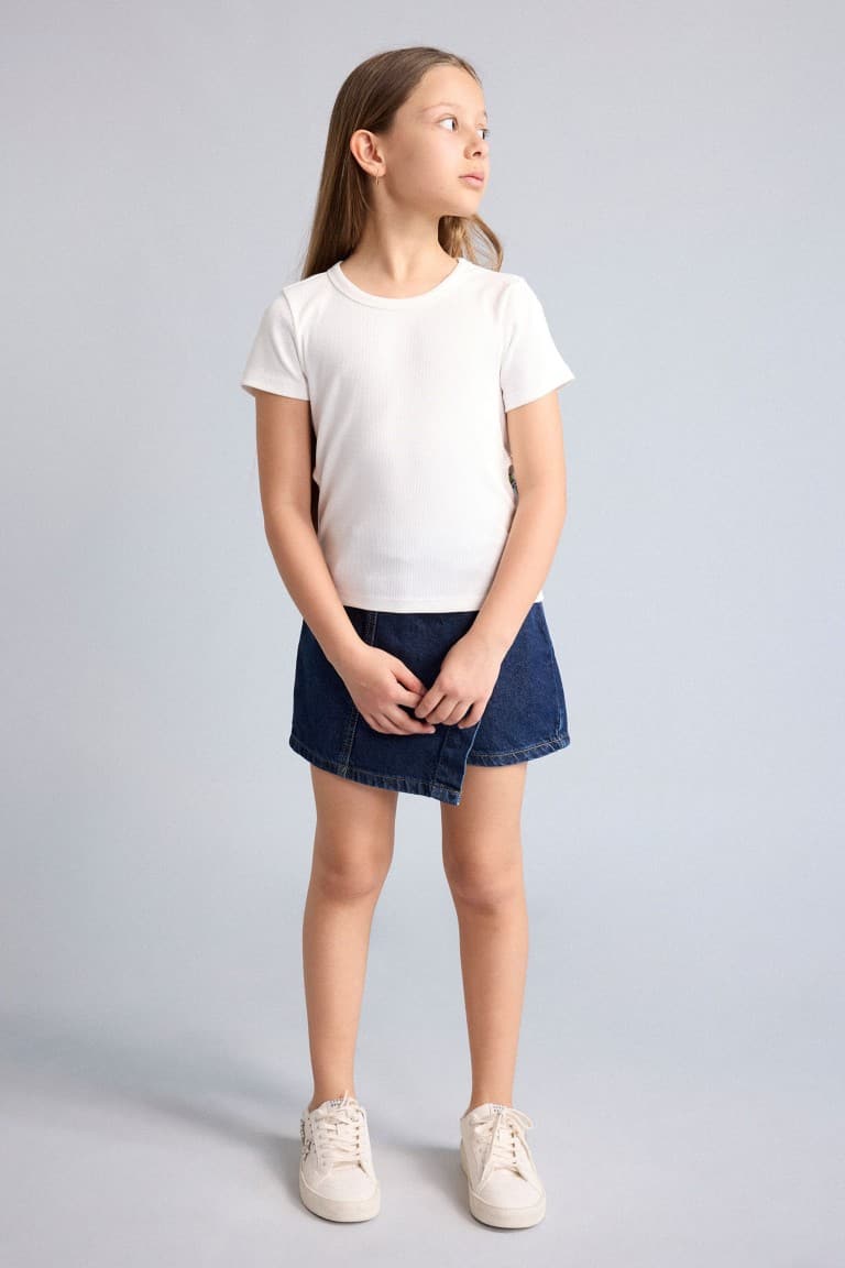 Crew Neck Ribbed Camisole Short Sleeve T-Shirt Girl Secondary image