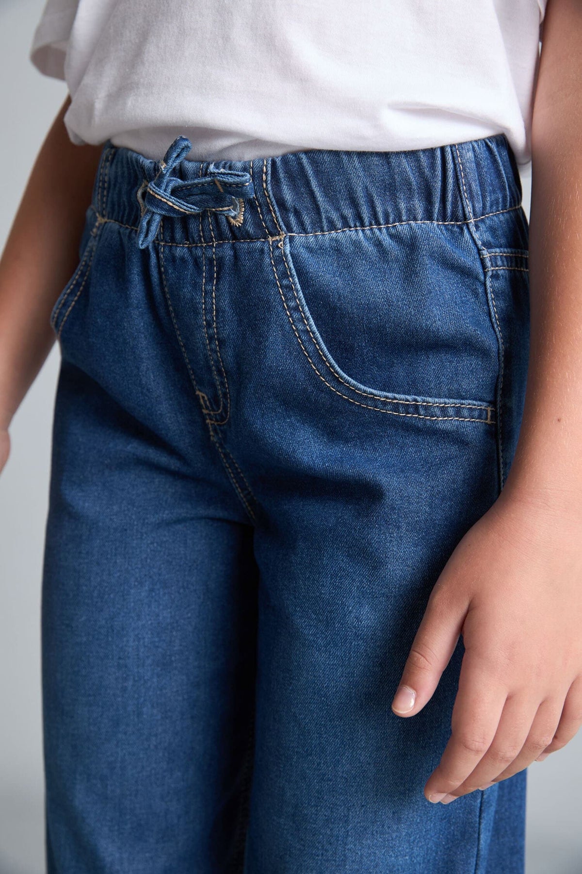 Elastic Waist Wide Leg Jeans Girls