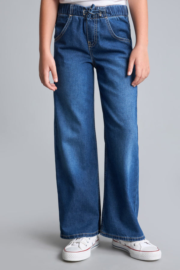 Elastic Waist Wide Leg Jeans Girls