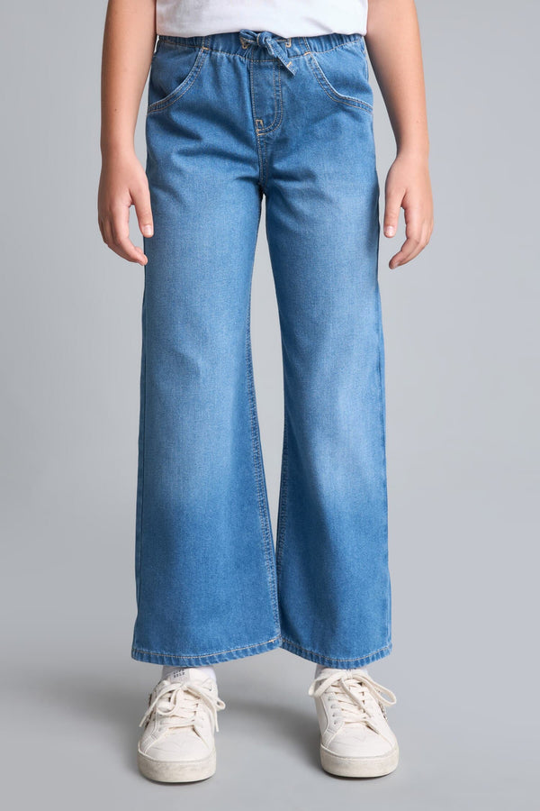 Elastic Waist Wide Leg Jeans Girls