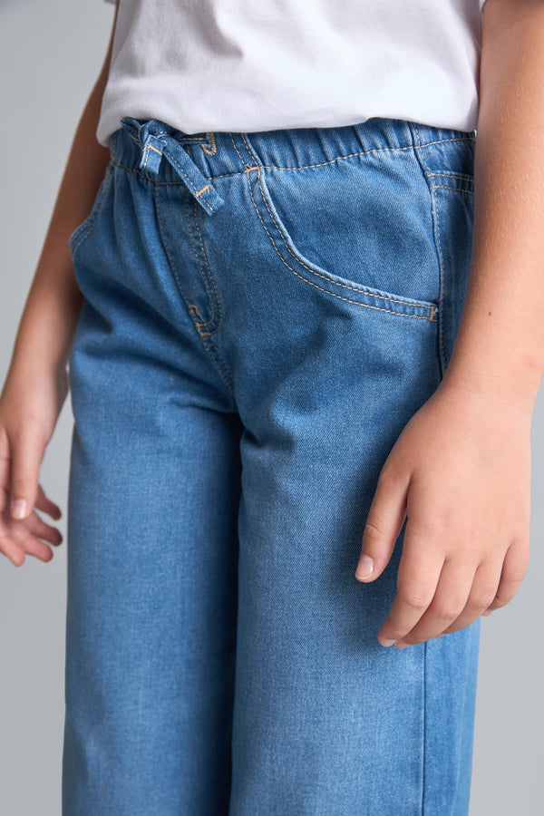 Elastic Waist Wide Leg Jeans Girls