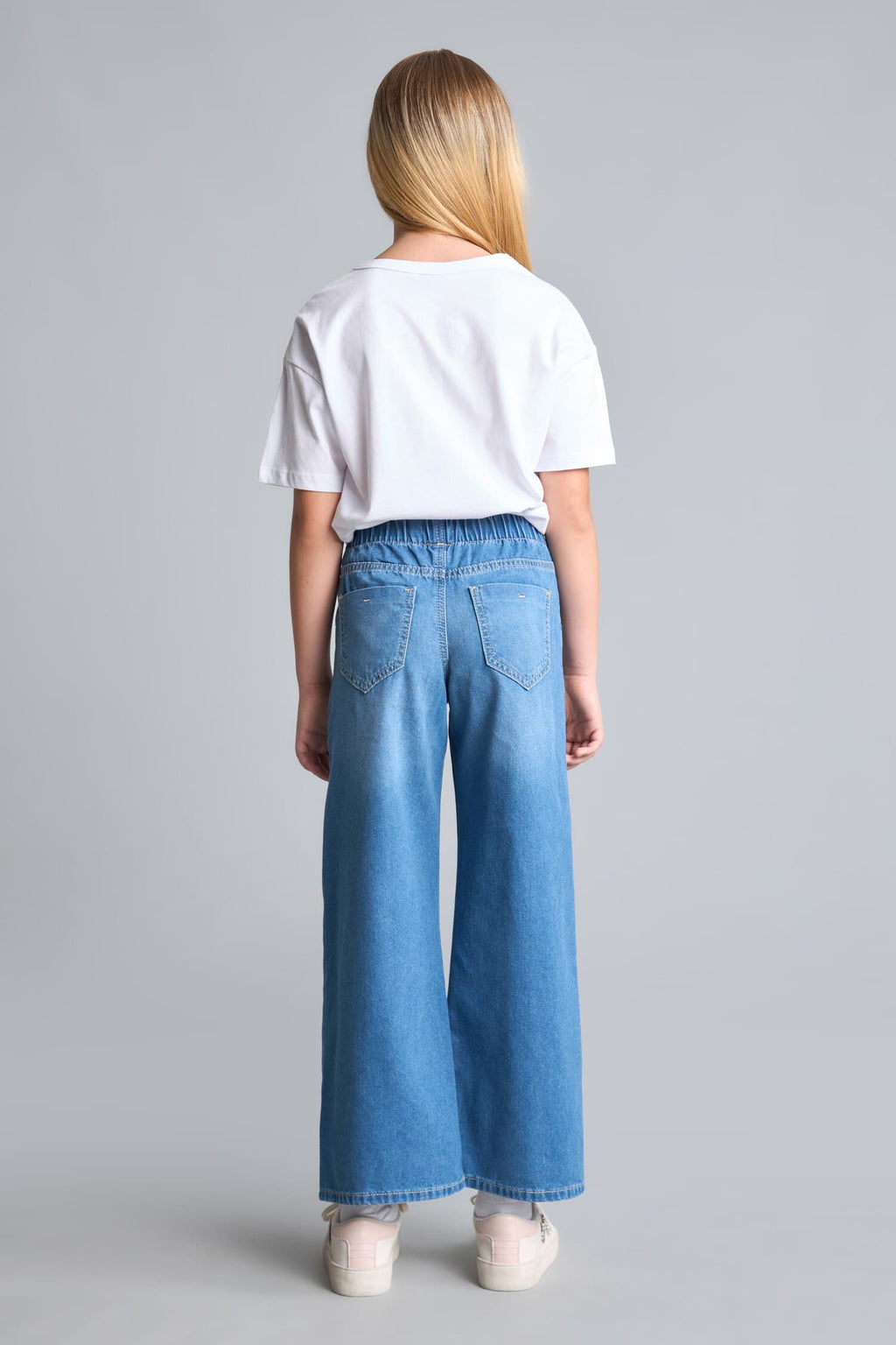 Elastic Waist Wide Leg Jeans Girls