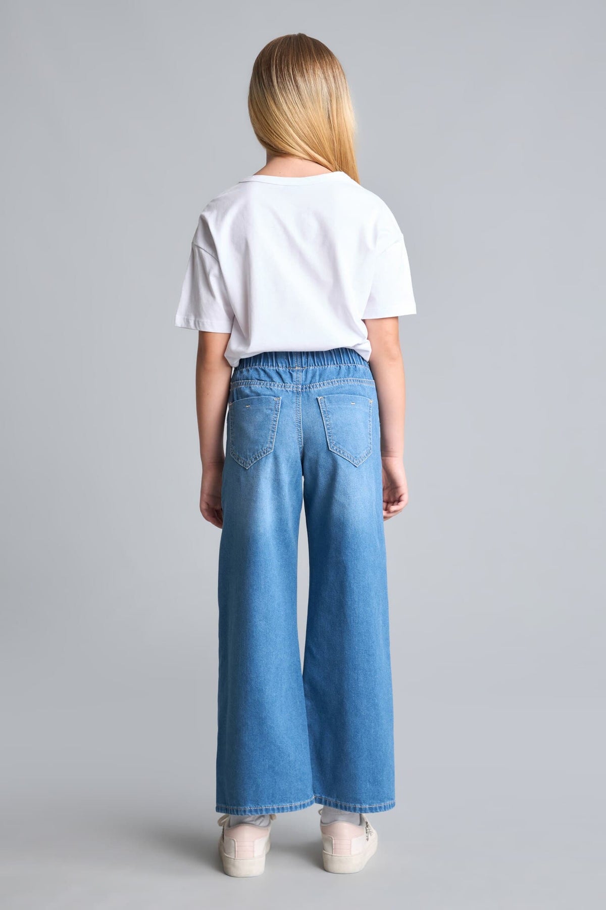 Elastic Waist Wide Leg Jeans Girls