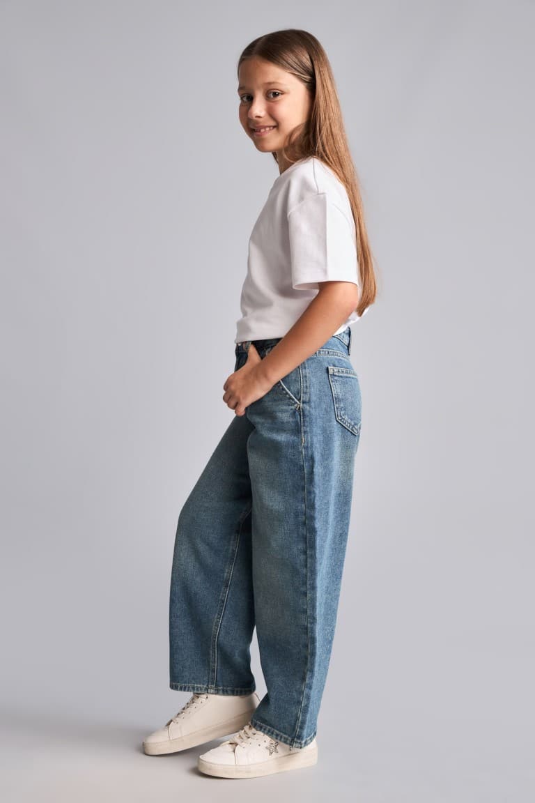 100% Cotton Baggy Fit Jeans Light Blue Pants Girls Secondary image