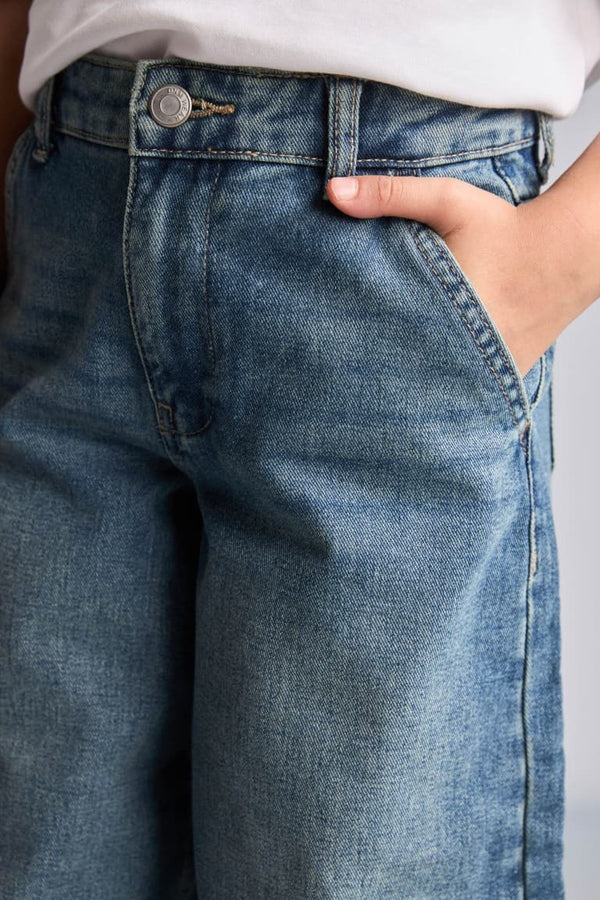 100% Cotton Baggy Fit Jeans Light Blue Pants Girls