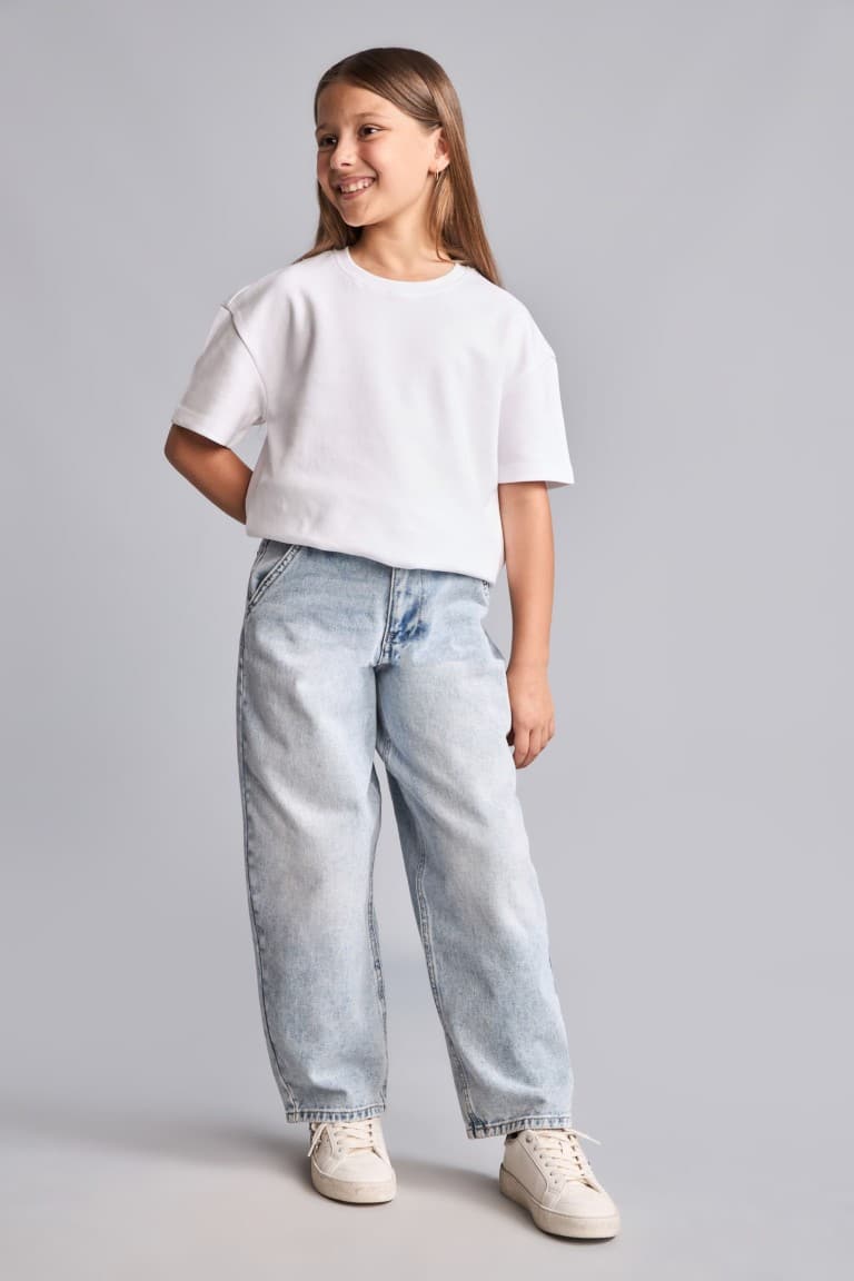 100% Cotton Baggy Fit Jeans Light Blue Pants Girls Secondary image