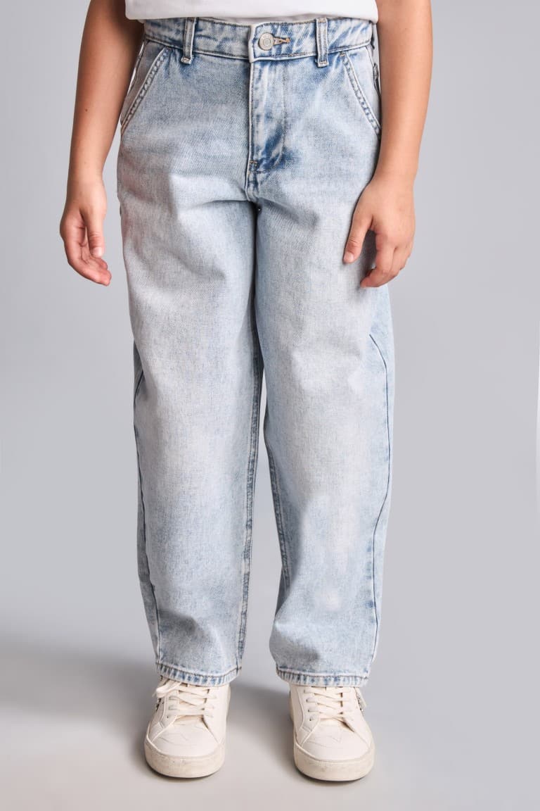 100% Cotton Baggy Fit Jeans Light Blue Pants Girls