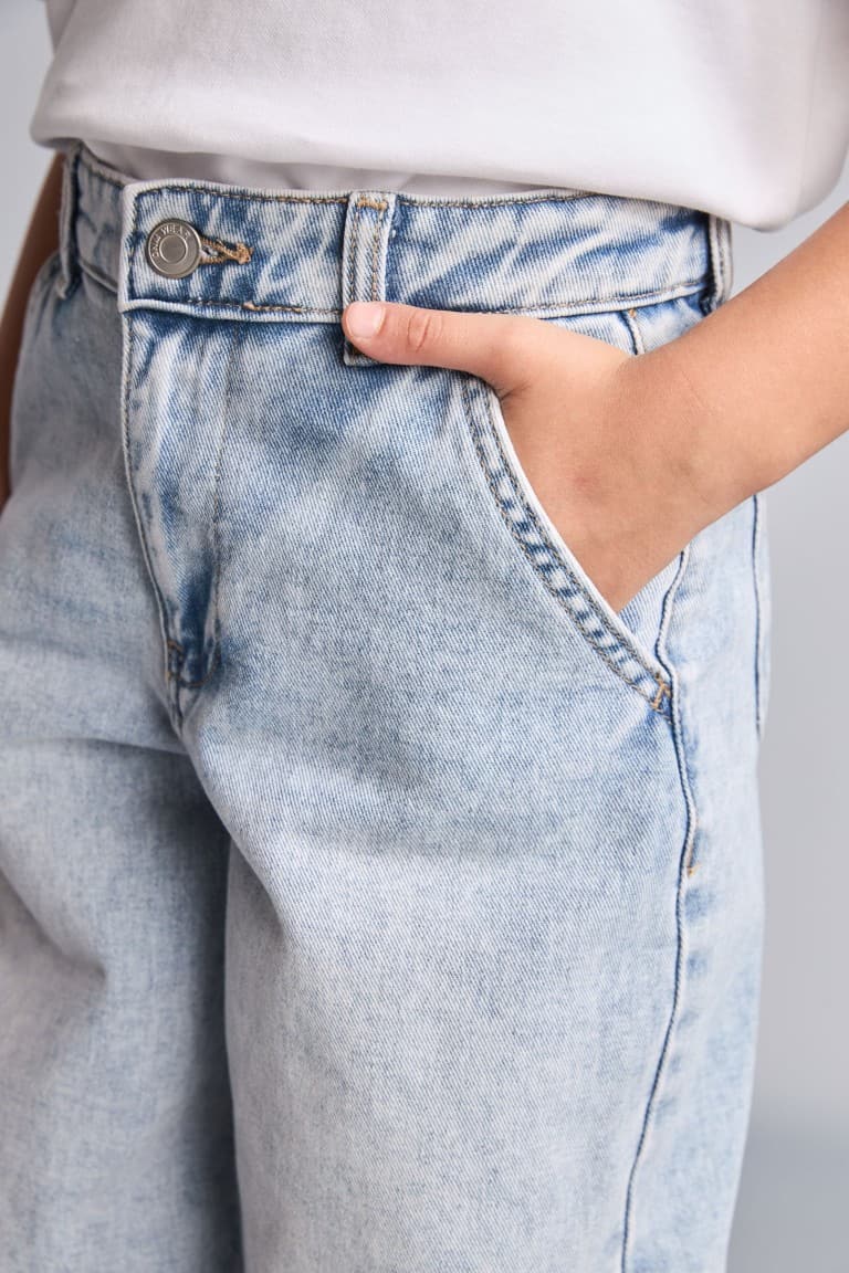 100% Cotton Baggy Fit Jeans Light Blue Pants Girls