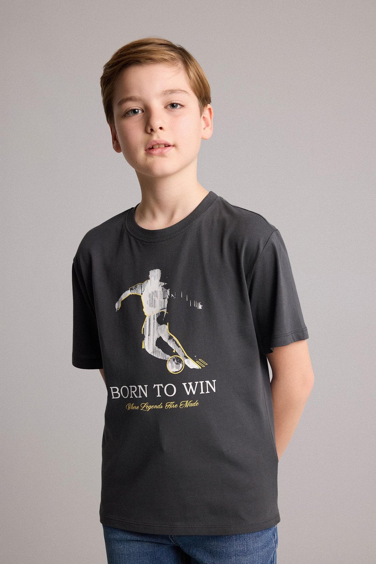 100% Cotton New Regular Crew Neck Printed Short Sleeve T-Shirt Boy