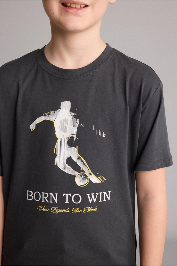 100% Cotton New Regular Crew Neck Printed Short Sleeve T-Shirt Boy