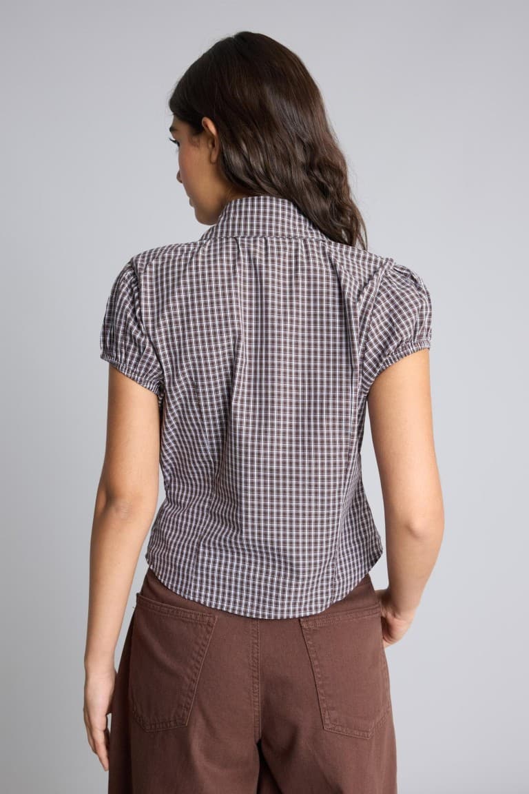 100% Cotton Fit Shirt Collar Check Short Sleeve Shirt