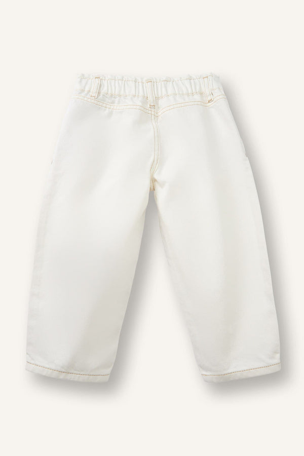 100% Cotton Paperbag Stretchband Leg Cotton Pants Baby Girl