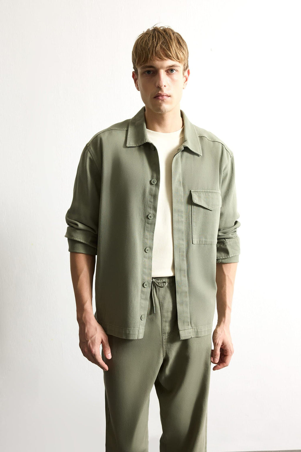 Boxy Fit Shirt Collar Twıll Shirt Jacket