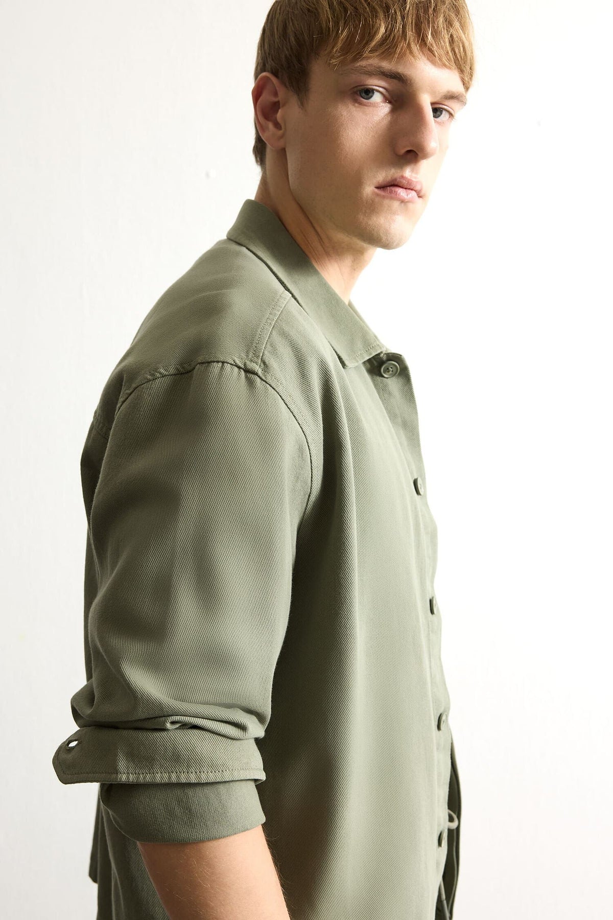 Boxy Fit Shirt Collar Twıll Shirt Jacket