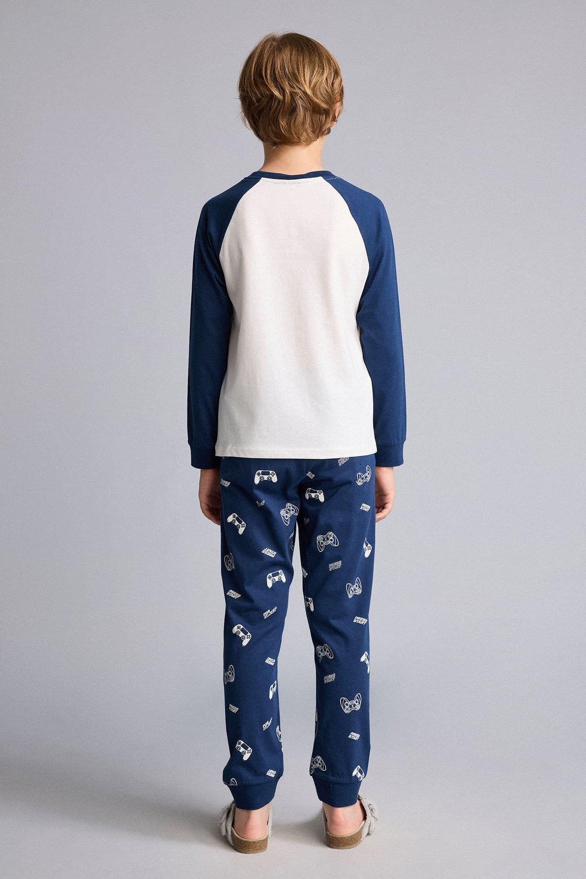Printed Long Sleeve Pajama Top Long Pajama Bottom 2 Pcs Pajama Set Boys