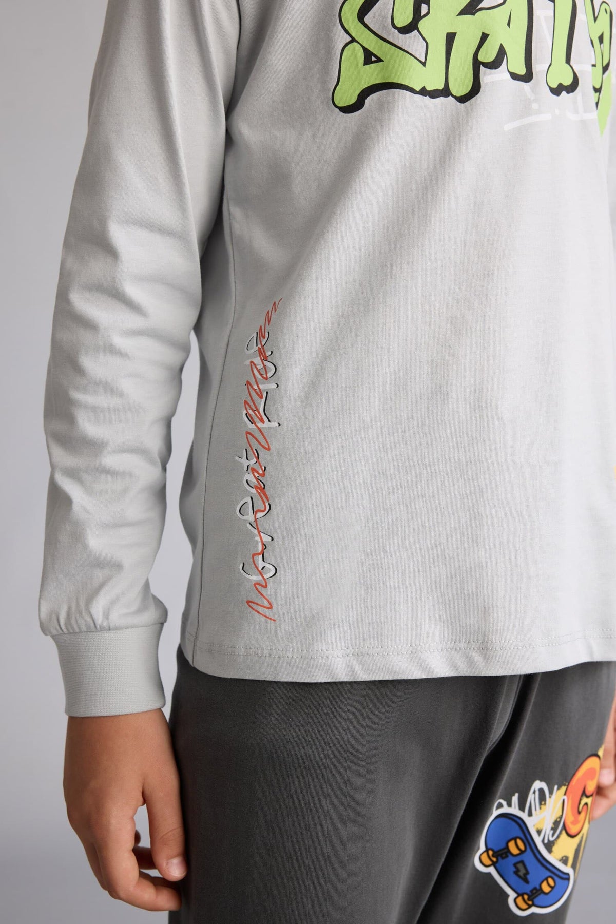 100% Cotton Regular Fit 2-Pack Light Gray Pajama Set for Boys