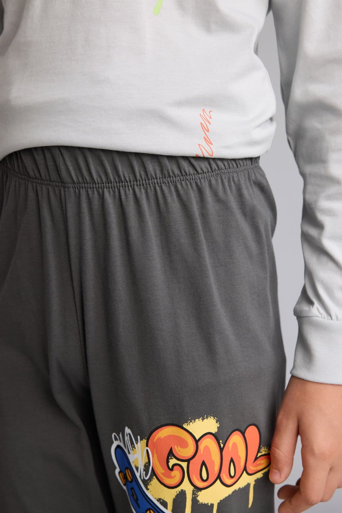 100% Cotton Regular Fit 2-Pack Light Gray Pajama Set for Boys