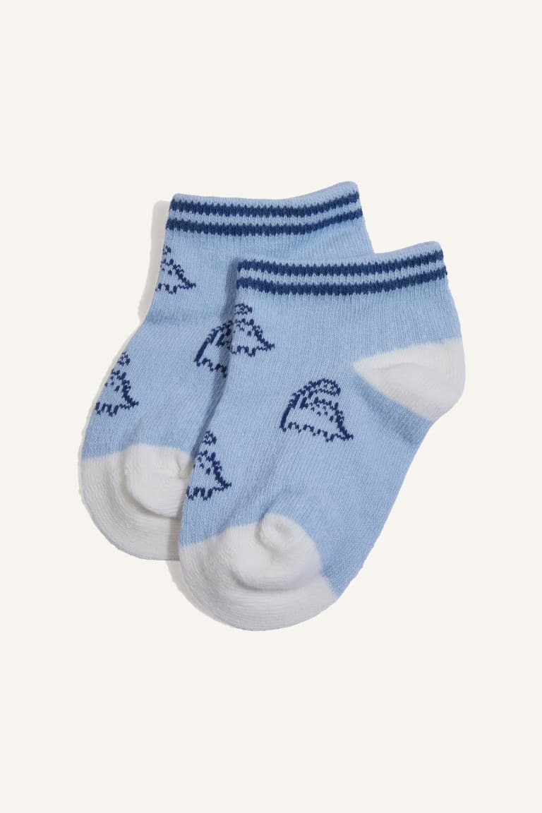 Printed Non-Slip Sole 5 Pack Cotton Booties Socks Baby Boy