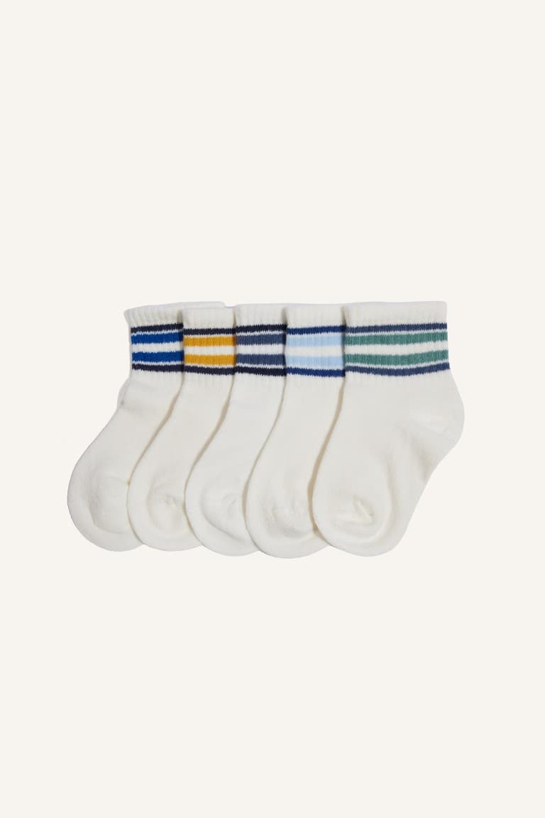 Printed Non-Slip Sole 5 Pack Cotton Booties Socks Baby Boy