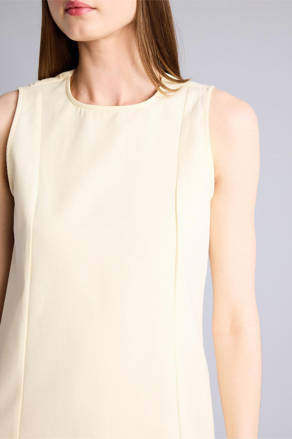 100% Cotton Crew Neck Linen Look Sleeveless Mini Dress