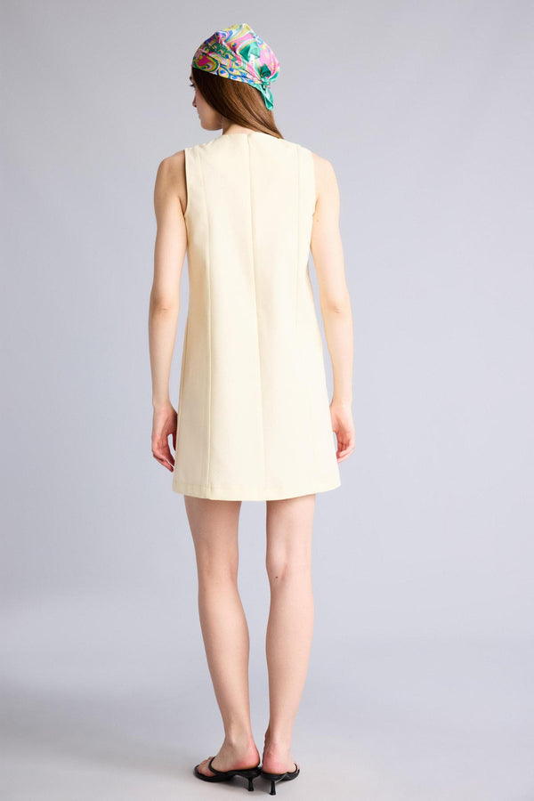 100% Cotton Crew Neck Linen Look Sleeveless Mini Dress