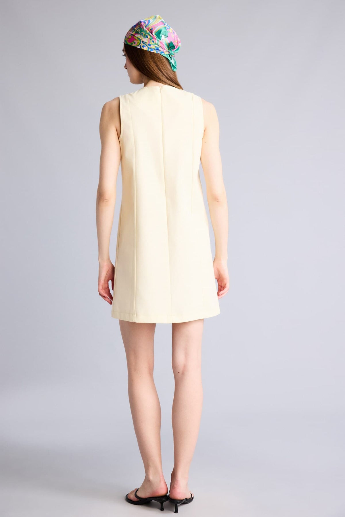 100% Cotton Crew Neck Linen Look Sleeveless Mini Dress