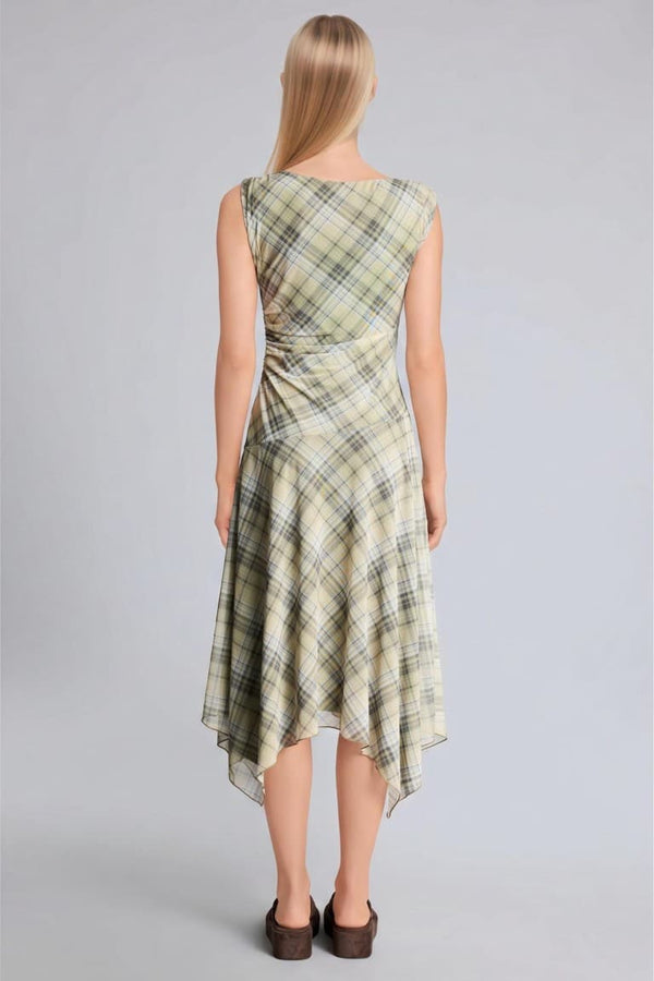 Check Tulle Sleeveless Dress