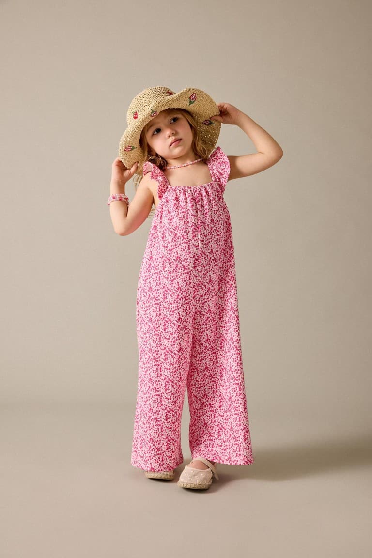 100% Cotton Floral Crinkled Textured Jumpsuit Baby Girl
