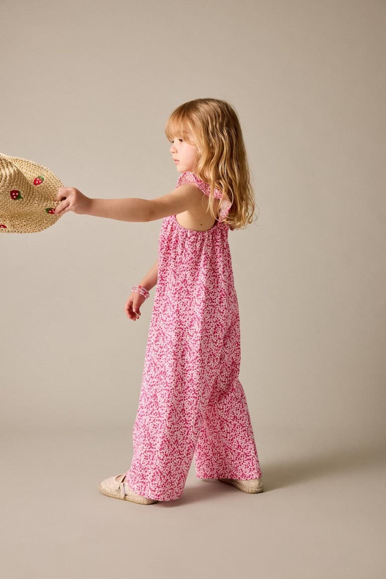 100% Cotton Floral Crinkled Textured Jumpsuit Baby Girl