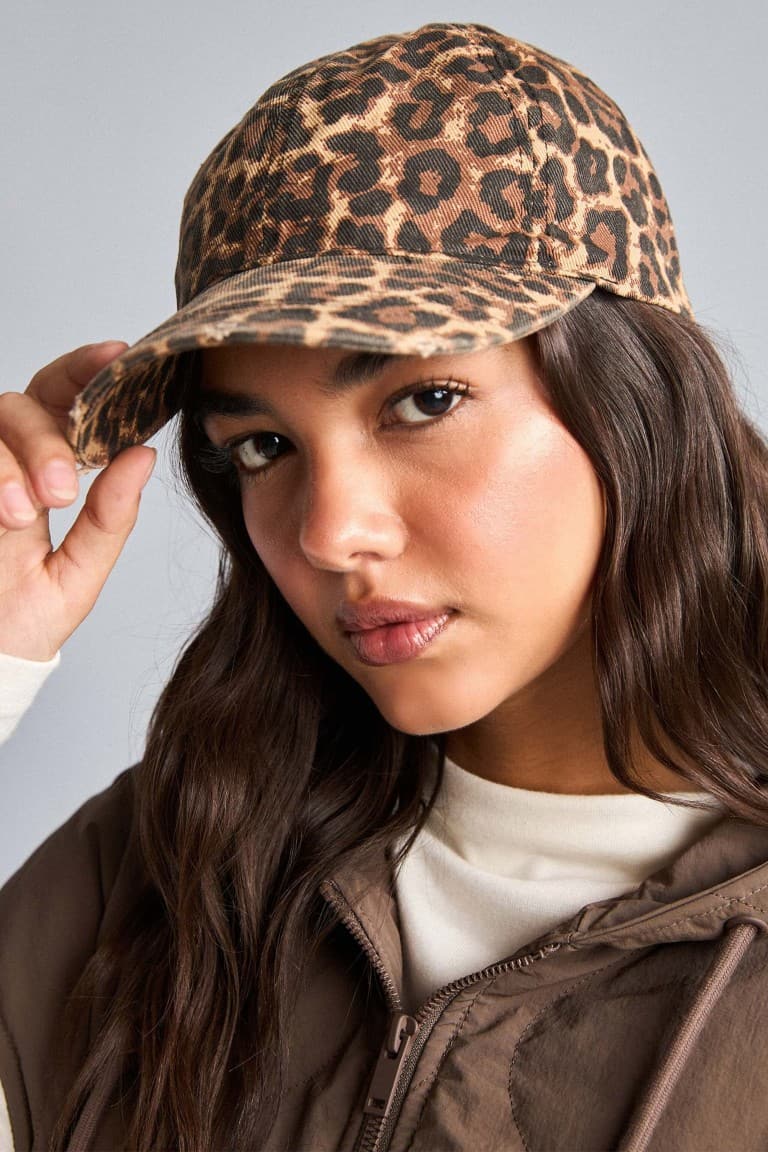 Women Leopard Print Cotton Cap Brown Hat