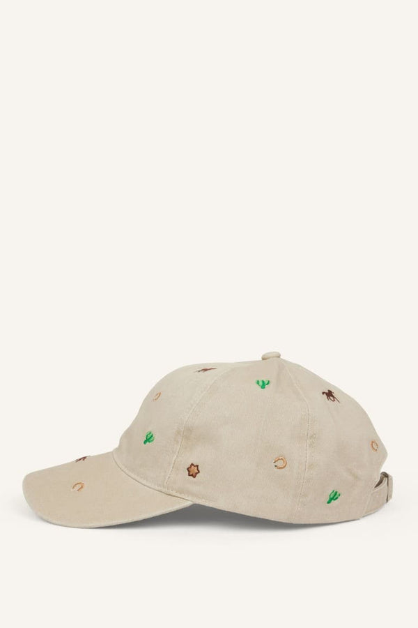 Women Embroidered Jean Cap Beige Hat