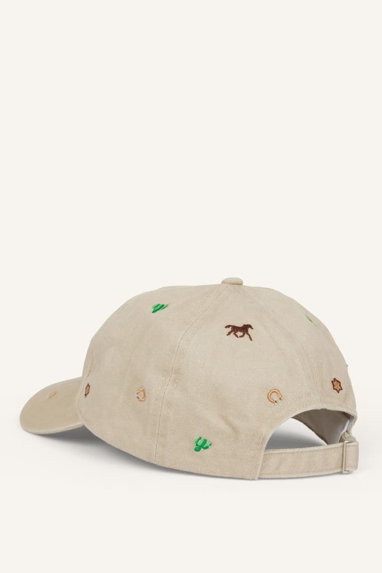Women Embroidered Jean Cap Beige Hat