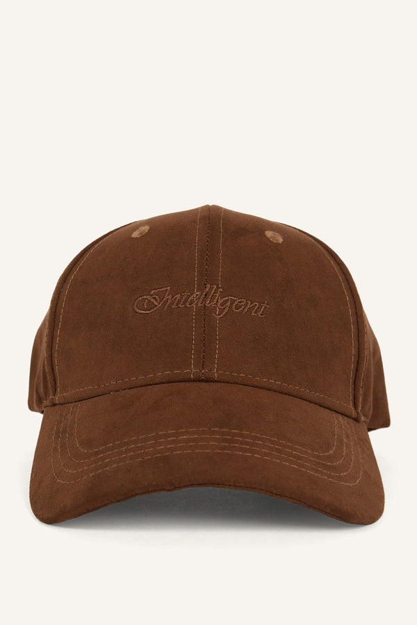 Women Lettering Embroidered Suede Cap Hat