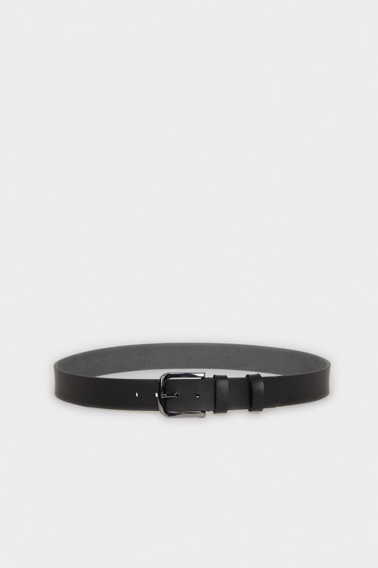 Mens Rectangle Buckle Faux Leather Jean Belt Main image