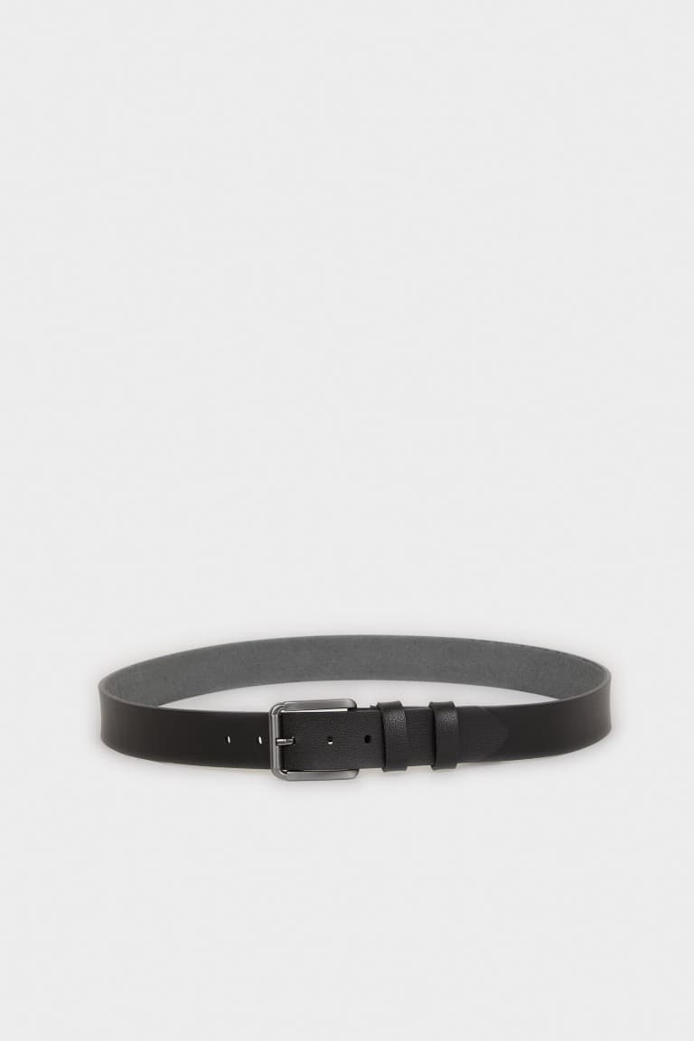 Mens Rectangle Buckle Faux Leather Jean Belt Main image