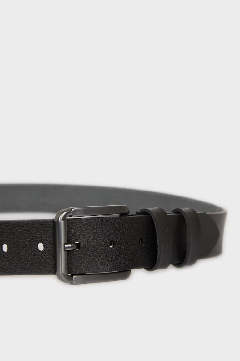 Mens Rectangle Buckle Faux Leather Jean Belt Secondary image