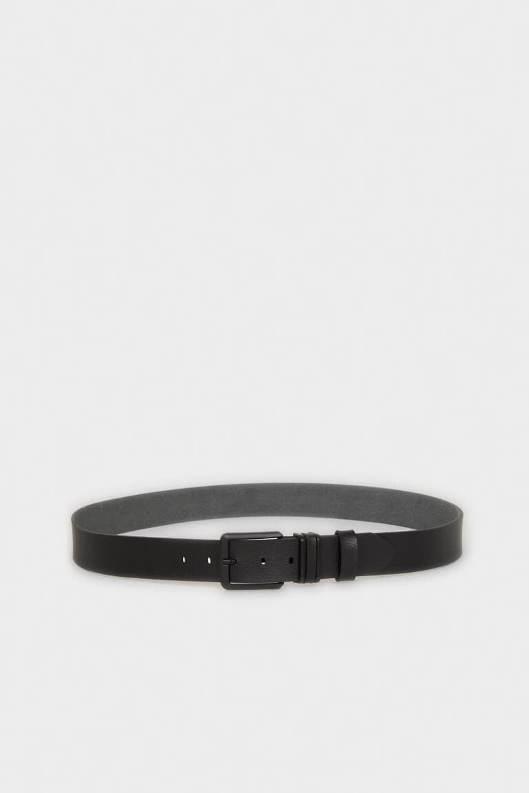 Mens Rectangle Buckle Faux Leather Jean Belt Main image