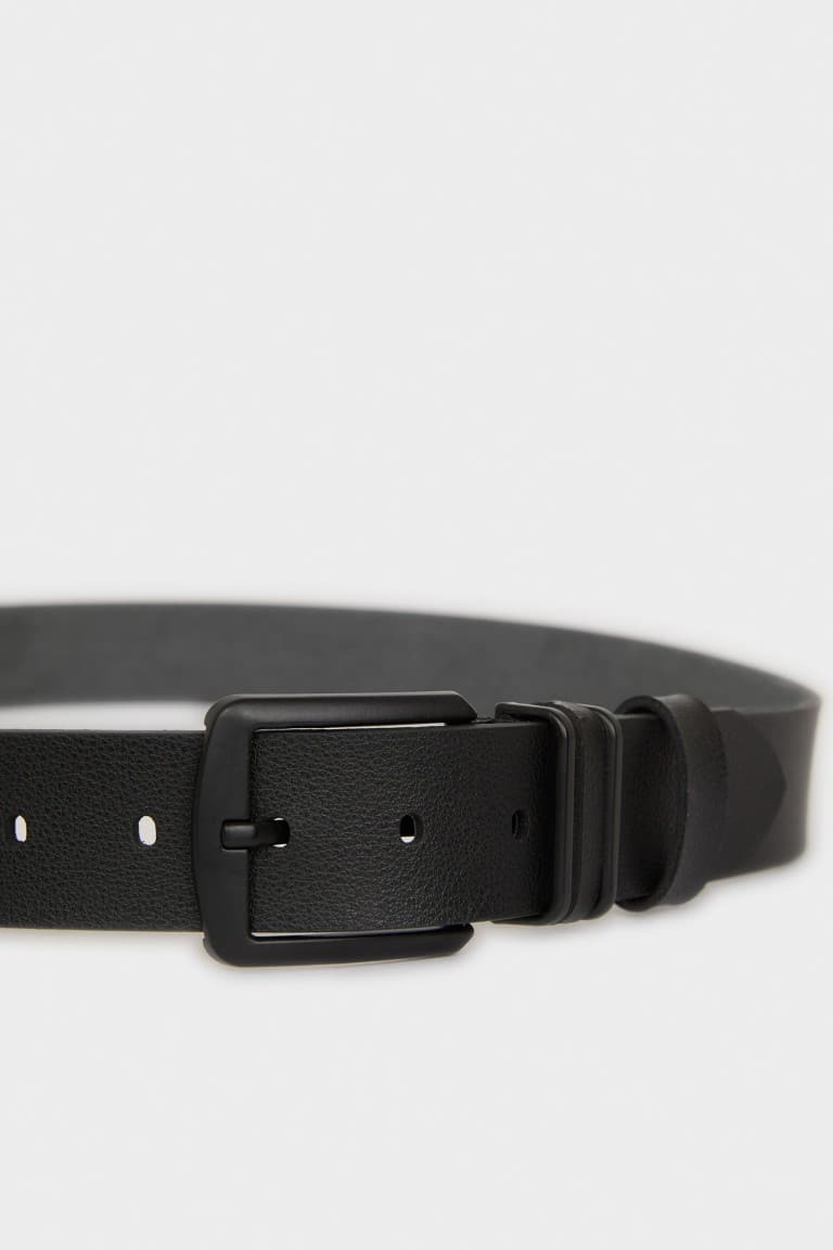Mens Rectangle Buckle Faux Leather Jean Belt Secondary image